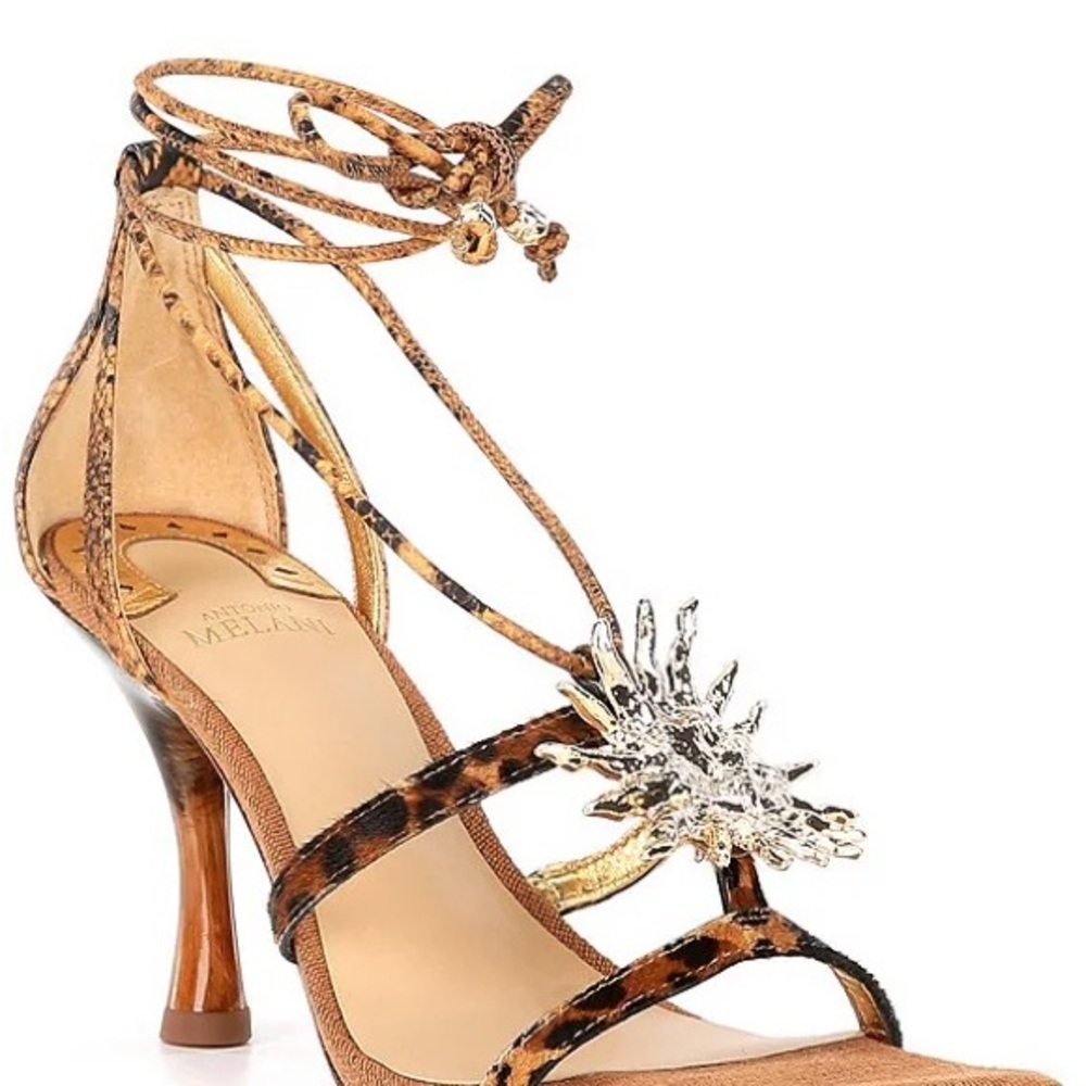 ANTONIO MELANI Leopard Print Heels with Silver Accent